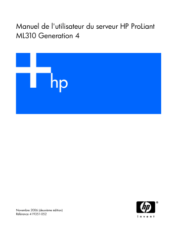 Manuel du propriétaire | HP PROLIANT ML310 G4 SERVER Manuel utilisateur | Fixfr