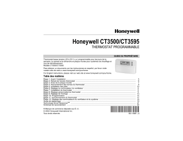 Manuel du propriétaire | Honeywell CT3595 Manuel utilisateur | Fixfr