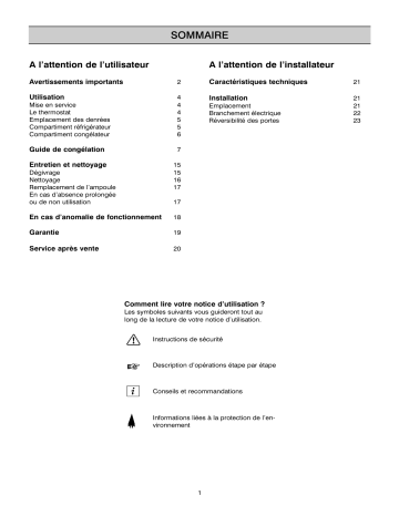 Manuel du propriétaire | Faure FRC3127AW Manuel utilisateur | Fixfr