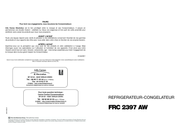 Manuel du propriétaire | Faure FRC2397AW Manuel utilisateur | Fixfr