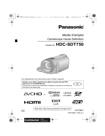 Panasonic HDC SDT750 Mode d'emploi | Fixfr