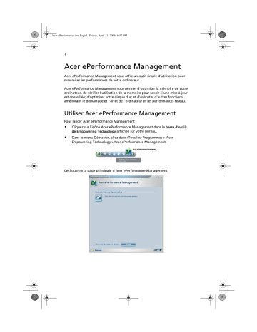 Manuel du propriétaire | Acer EPERFORMANCE MANAGEMENT Manuel utilisateur | Fixfr