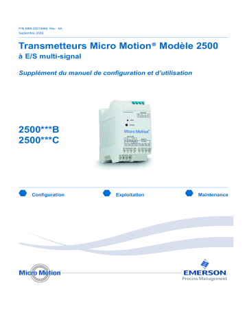 Micro Motion Transmetteurs Modèle 2500 à E-S multi-signal-INPUT OUTPUT Manuel du propriétaire | Fixfr
