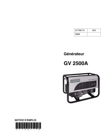 Wacker Neuson GV2500A Portable Generator Manuel utilisateur | Fixfr