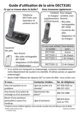 Uniden DECT3181 Manuel utilisateur