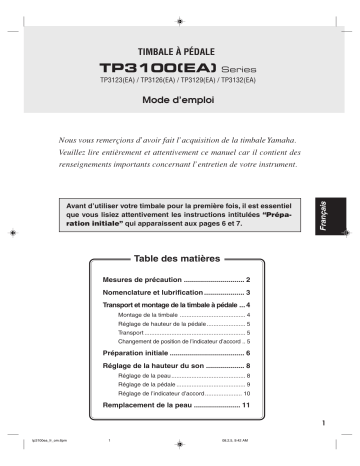 Manuel du propriétaire | Yamaha TP-3123 Manuel utilisateur | Fixfr