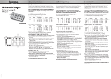 Manuel du propriétaire | Hama 73074037 Universal Charger 