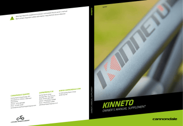 Cannondale Kinneto Manuel du propriétaire | Fixfr