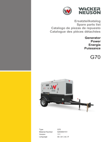 Wacker Neuson G70 Mobile Generator Manuel utilisateur | Fixfr