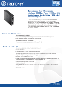 Trendnet TFC-1000S60D3 Intelligent 1000Base-T to 1000Base-LX Dual Wavelength Single Mode SC Fiber (60 km / 37.3 miles) Fiche technique