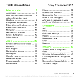 Sony G502 Manuel utilisateur