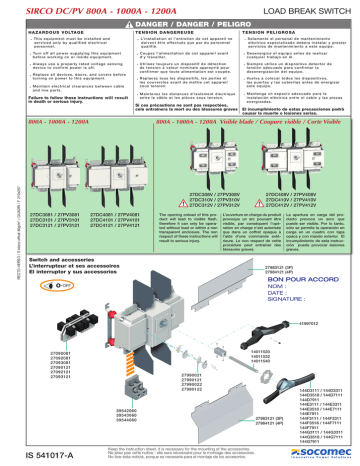 Mode d'emploi | Socomec SIRCO PV UL98B Operating instrustions | Fixfr