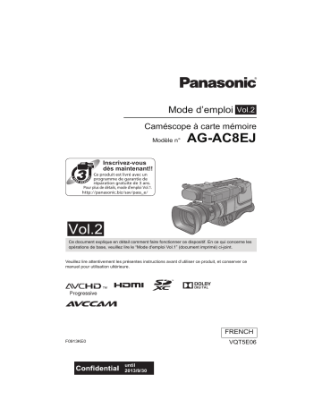 Manuel du propriétaire | Panasonic AG-DVX200EJ Manuel utilisateur | Fixfr