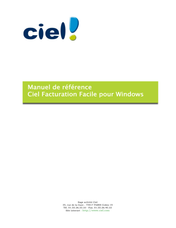 Mode d'emploi | Ciel Facturation Facile 2013 Manuel utilisateur | Fixfr