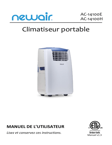 NewAir AC-14100H Portable Air Conditioner and Heater, 14,000 BTUs (8,600 BTU, DOE), Cools 525 sq. ft.  Manuel utilisateur | Fixfr