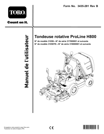 Toro ProLine H800 Rotary Mower Riding Product Manuel utilisateur | Fixfr