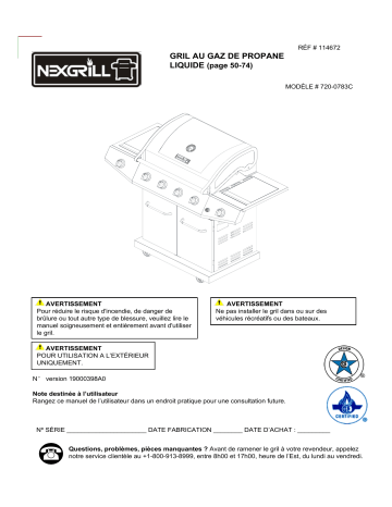 Manuel du propriétaire | Nexgrill 720-0783C grill Manuel utilisateur | Fixfr