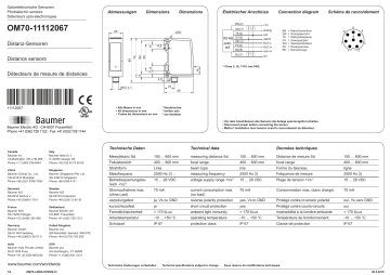 Mode d'emploi | Baumer OM70-L0600.HV0500.VI Distance sensor Manuel utilisateur | Fixfr