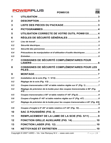 Manuel du propriétaire | Powerplus POW8135 Manuel utilisateur | Fixfr