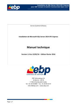 EBP Installation de Microsoft SQL Server 2014 SP1 Express Manuel utilisateur