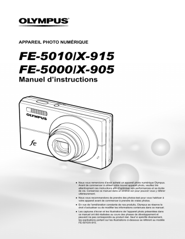 X905 | X915 | FE5010 | Mode d'emploi | Olympus FE5000 Manuel utilisateur | Fixfr