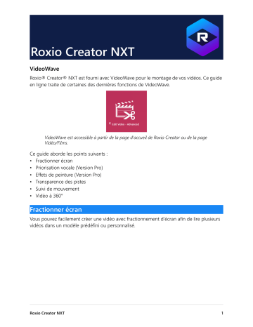 Creator NXT 7 Pro | Mode d'emploi | Roxio Creator NXT 7 Manuel utilisateur | Fixfr