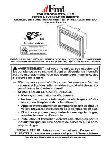 VVC36P1 | VCC36P | VVC36PB1 | VVC36NH1 | VCC36NH | CGCDV36PR | CGCDV36NR | VVC36N1 | VVC36N-HA | VVC36NB-HA | VC36PH | VC36PB | VC36NB | VC36NB-HA | VC36NH | VC36N-HA | VC36NH-HA | VVCC36P1 | VVCC36NH1 | FMI VCC36N Fireplace Manuel utilisateur | Fixfr