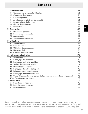 Manuel du propriétaire | Smeg SF258X Manuel utilisateur | Fixfr