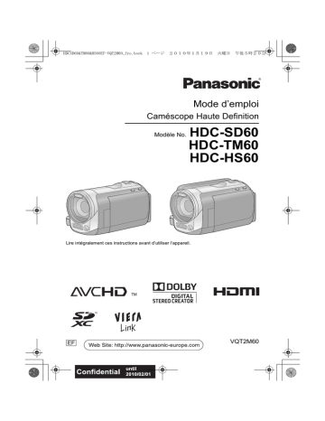 HDC TM60 | HDC HS60 | Panasonic HDC SD60 Mode d'emploi | Fixfr