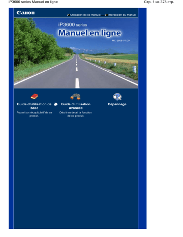 Manuel du propriétaire | Canon PIXMA iP3600 Manuel utilisateur | Fixfr