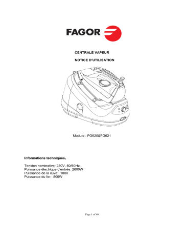 Manuel du propriétaire | Fagor FG621 Manuel utilisateur | Fixfr