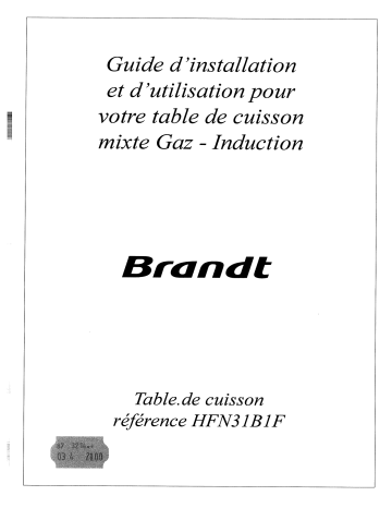 Manuel du propriétaire | Brandt HFN31B1F Manuel utilisateur | Fixfr