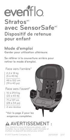 Evenflo Stratos Car Seat Manuel utilisateur | Fixfr