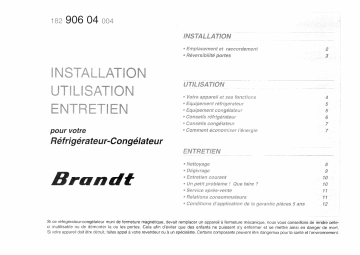 Manuel du propriétaire | Brandt ADF283C Manuel utilisateur | Fixfr