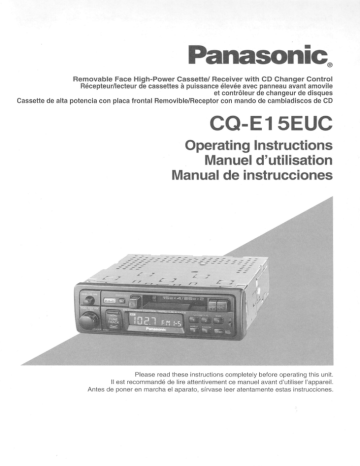 Panasonic CQE15EUC Car Video System User Manual | Fixfr