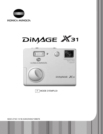 Manuel du propriétaire | Konica Minolta DIMAGE X31 Manuel utilisateur | Fixfr