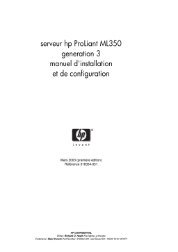 HP PROLIANT ML350 G3 SERVER Manuel utilisateur