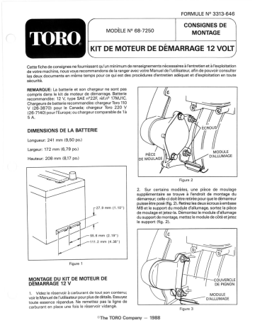 Guide d'installation | Toro 12 Volt Electric Start Kit, Two Stage Snowthrowers Attachment Manuel utilisateur | Fixfr