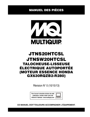MQ Multiquip JTNS20-SW20 Truelles ride-on Manuel utilisateur | Fixfr