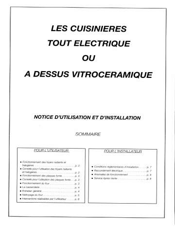 Manuel du propriétaire | De Dietrich CD8449F1 Manuel utilisateur | Fixfr