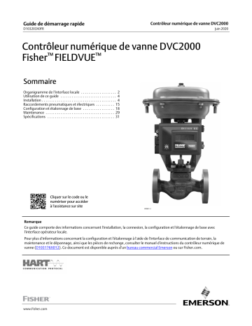 Fisher Contrôleur numérique de vanne DVC2000 FIELDVUE de (DVC2000 Digital Valve Controller) Guide de démarrage rapide | Fixfr