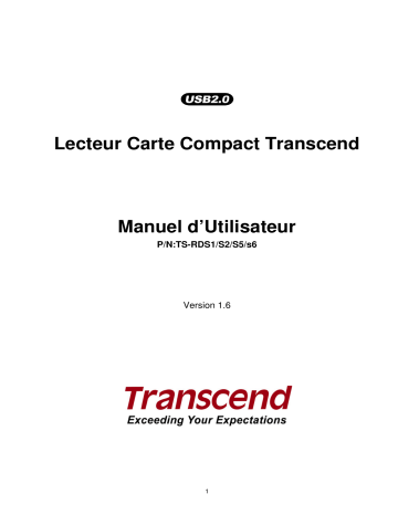 Manuel du propriétaire | Transcend TS-RDS1 Manuel utilisateur | Fixfr