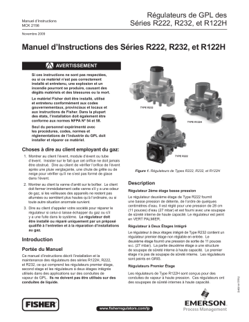 Fisher R222, R232 and R122H Series LP-Gas Regulators Manuel du propriétaire | Fixfr