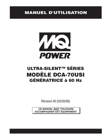 Mode d'emploi | MQ Power DCA70USI Génératrices Ultra-Silent Manuel utilisateur | Fixfr