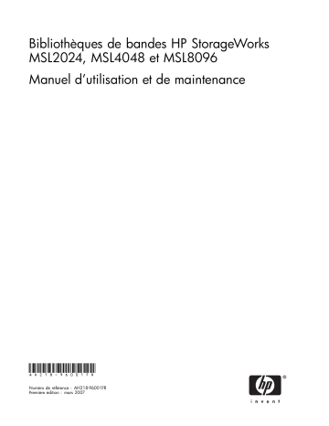 Manuel du propriétaire | HP STORAGEWORKS MSL8096 TAPE LIBRARY Manuel utilisateur | Fixfr