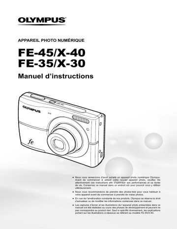 FE45 | X40 | FE35 | Mode d'emploi | Olympus X30 Manuel utilisateur | Fixfr