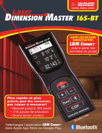 Calculated Industries 3360 Laser Dimension Master 165-BT Mode d'emploi | Fixfr