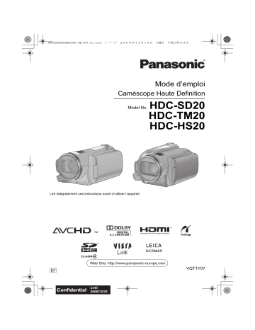 HDC HS20 | HDC TM20 | Panasonic HDC SD20 Mode d'emploi | Fixfr