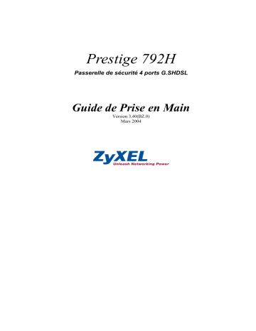 Manuel du propriétaire | ZyXEL PRESTIGE 792H Manuel utilisateur | Fixfr