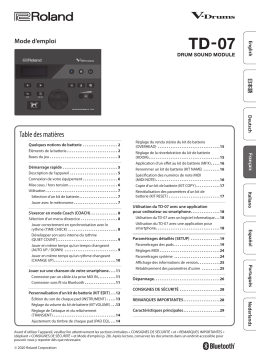 Roland TD-07KV V-Drums Manuel du propriétaire